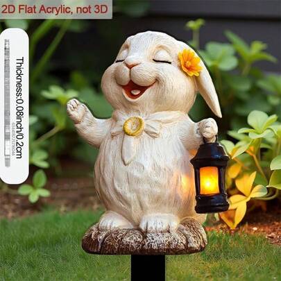 2D Acrylic Flat Rabbit Garden Sign, Outdoor Home Decor For Easter, Suitable For Ground Insertion Art Decoration On Patio, Fence And Lawn, Spring Animal Ornament