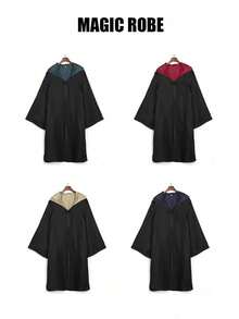 一件巫师斗篷 | 男女通用带帽斗篷，适合角色扮演和学校活动 | 正宗巫师/女巫长袍 | 高端奇幻服装，带可调节帽子 | 中性魔法斗篷 | 成人巫师带帽斗篷套装 | 动漫角色扮演服装 - 彩色 - 查看 7