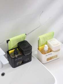 3pcs-4 In 1 Kitchen Soap Dispenser Set, Includes Liquid Hand Soap, Dish Soap, Soap Holder With Sponge & Cloth Rack, Suitable For Kitchen Sink, Bathroom, Vanity - Multicolor - View 6
