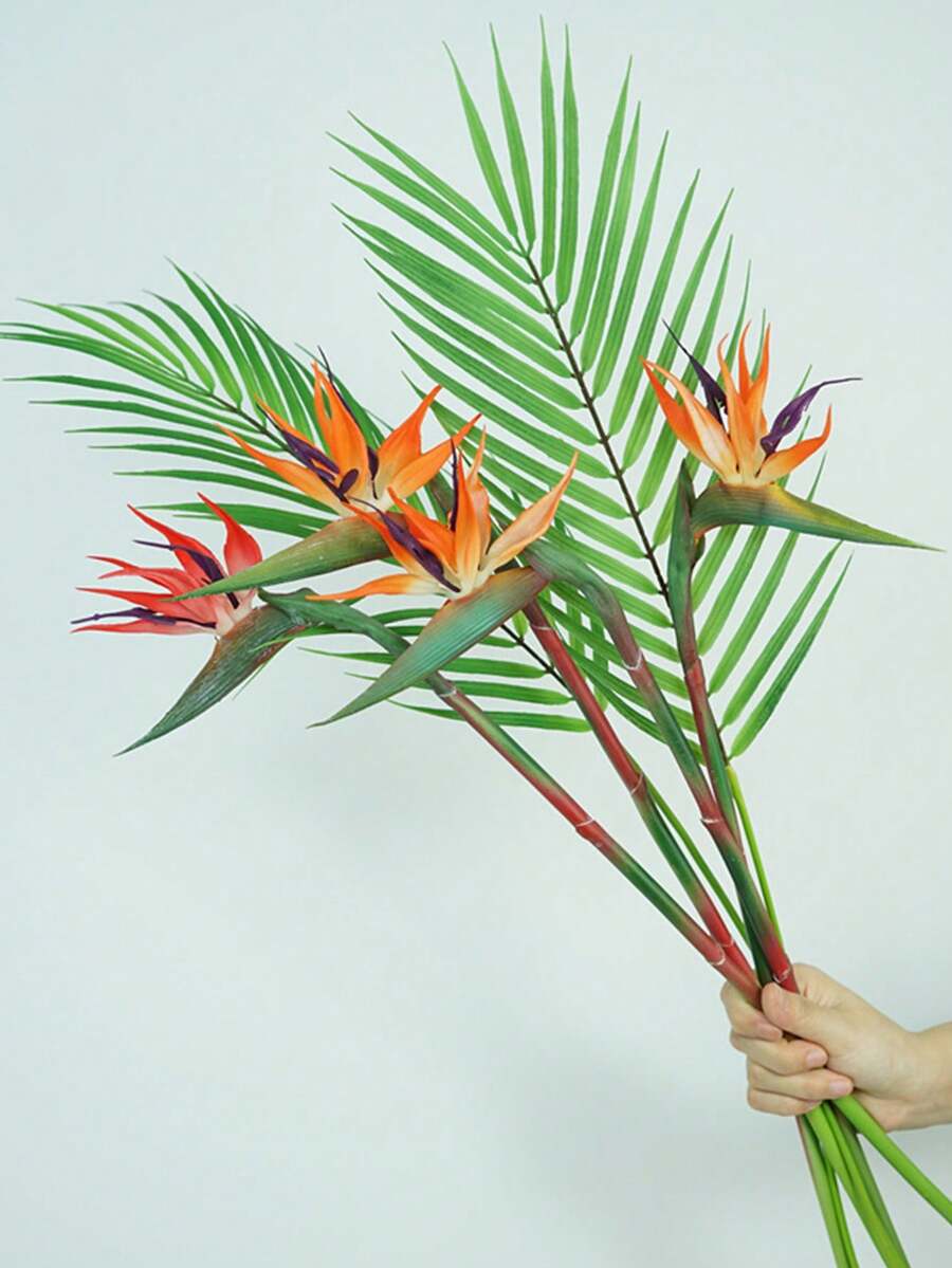 3/5 piezas Flores artificiales de ave del paraíso de alta calidad de 24 pulgadas, resistentes a los rayos UV y sin decoloración, hechas de goma suave de PU, flores artificiales, plantas falsas, adecuadas para regalos del Día de la Madre, regalos de cumpleaños, Día de la Madre, Día de San Valentín, regalos para mujeres, regalos de apreciación a maestros, despedida de soltera, decoración de habitaciones