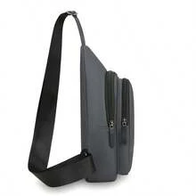 Bolso de pecho unisex de unicolor de nailon con múltiples bolsillos, correa para el hombro ajustable, mochila antirrobo, adecuado para el trabajo, el transporte, los viajes, el uso diario, el gimnasio, regalo de vacaciones, con múltiples compartimentos con cremallera - Multicolor - Ver 3
