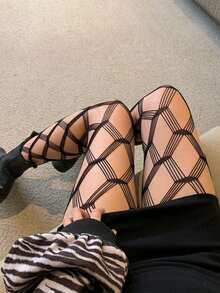 1pc Nightclub Sexy Hollow Out Black Fishnet Pantyhose - màu đen - Xem 1