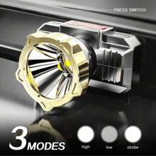 1个超亮LED头灯，USB充电，防水，3种照明模式，户外露营钓鱼手电筒头灯LED头灯 - 如圖所示 - 查看 5