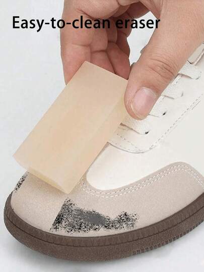 1pc Portable Suede Leather Shoe Cleaner, Waterless, Easy To Carry, Suitable For Cleaning Velvet, Leather, Sneakers And White Shoes, Dry Cleaning Stain Removal, Travel-Friendly Shoe Care Wipe, Non-Abrasive, Ideal For Sneaker Enthusiasts