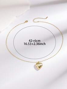 1pc Minimalist Elegant Flip-Open Heart Pendant "LOVE" Necklace, Brass Pendant Necklace, Gift For Women/Girls, Valentine's Day - Multicolor - View 5