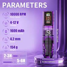 DQFART Kit de pistola de tatuaje inalámbrica con fuente de alimentación de 1600mAh, pantalla digital, incluye aguja de tatuaje, tinta de tatuaje y kit completo de bolígrafo de tatuaje. Ideal para principiantes, es un excelente regalo festivo para familiares, amigos y seres queridos. - Multicolor - Ver 3
