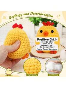 1pc Chicken Easter Basket Filling Gifts, Youth Gifts, Girls, Boys, Daughters, Sons Gifts, Easter Egg Filling Necessities, Women's Birthday Gifts, Crocheted Animals, Emotional Manual Support, Chicken Easter Decorations. - Multicolor - View 3