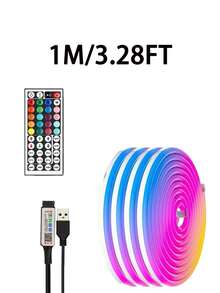 1 Set Of 44-Key Remote Control USB Powered LED Light Strip, Flexible Neon Lights, Adjustable Color Modes, Self-Adhesive Backing, Suitable For TV, Computer Screen, Holiday, Bedroom, Home Decor, Christmas, DIY, Household, Floral Decoration - Multi-color light - View 15