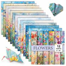 12 Sheets Watercolor Floral Scrapbook Paper Bundle, 6x6 Inch Craft Paper For Adults To Create Scrapbook Pages Spreads Greeting Cards And Gift Tags, Vibrant Abstract Flower And Leaf Designs For Adding Artistic Touch To DIY Projects And Handmade Decor - 1 Set - View 16