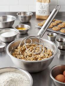 Batidor de masa danés de acero inoxidable con gancho, herramienta para mezclar pan de masa madre para hornear - Multicolor - Ver 5