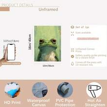 Fashionable Green Frog Canvas Art - Vibrant Colors, Optional Frames, Suitable For Living Room, Bedroom, Office And Other Wall Decor - Durable Waterproof Oil-Based Poster, Framed Wall Art - Multicolor - View 12