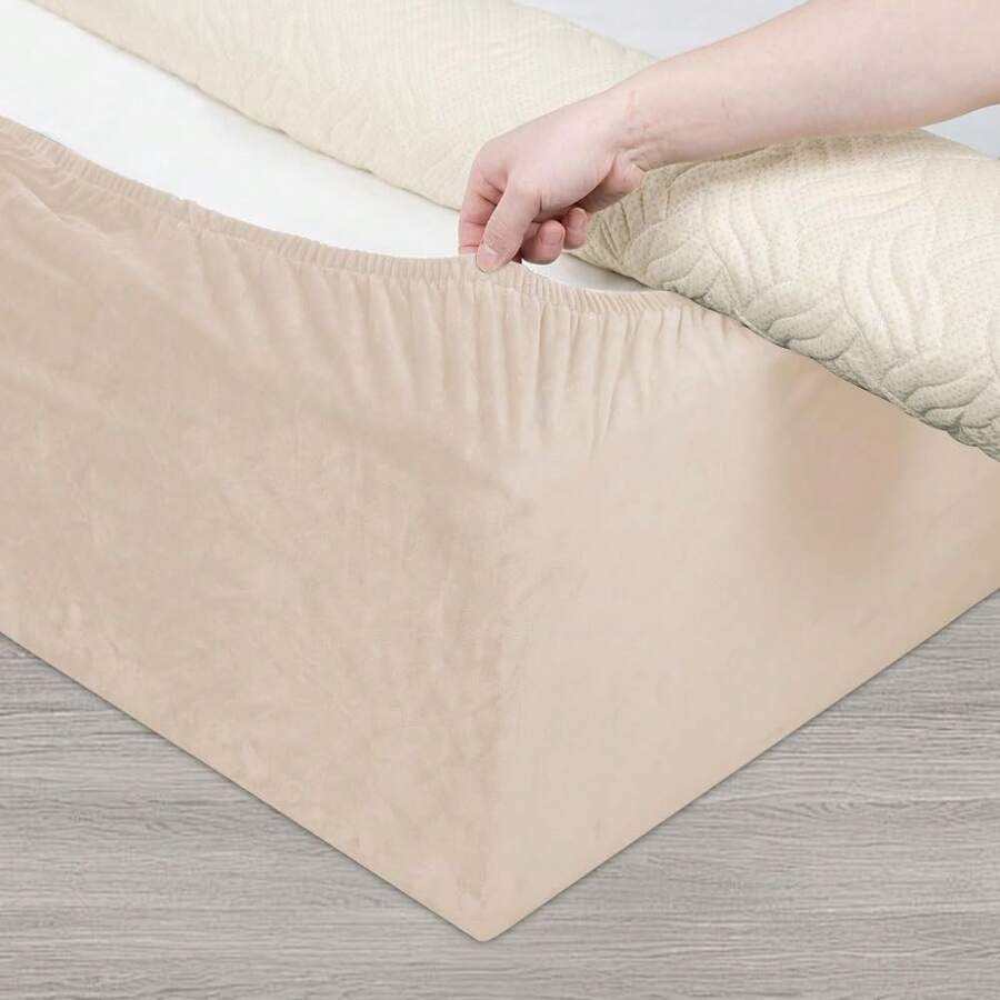 DUJUIKE Velvet Sofa Bed Skirt, Elastic Wrap Around Bed Frame, Easy Installation, Replacement For Traditional Bed Skirt
