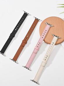 1 chiếc dây đeo đồng hồ da đơn giản, thời trang dành cho nữ, phù hợp với 38/40/41/42/44/45/49mm, tương thích với Apple Watch Ultra/SE/8/7/6/5/4/3/2/1 - màu đen - Xem 5