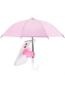 1pc Pink Silicone + Pink Piglet Accessory, Silicone Umbrella Pig Suction Cup Phone Holder - Pink - View 3