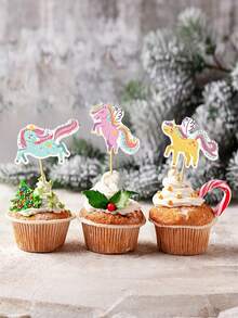 24 món đồ trang trí bánh kem chủ đề kỳ lân, đồ trang trí bánh sinh nhật kỳ lân, phụ kiện trang trí bánh sinh nhật cho bé, cờ và que cắm bánh. - Nhiều màu - Xem 5