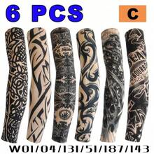 6pcs Men's New Spring/Summer Tattoo Arm Sleeve, Seamless Outdoor Cycling Sun Protection Sleeve Set - Type C - 6pcs - View 12