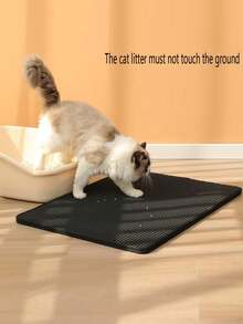 1pc EVA Double-Layer Integrated Single-Entrance Cat Litter Mat, Washable Litter Trapping Mat, Waterproof Urine-Proof Pad, Honeycomb Design Helps Collect Waste, Suitable For Various Cat Litters & Litter Boxes - Black - View 10