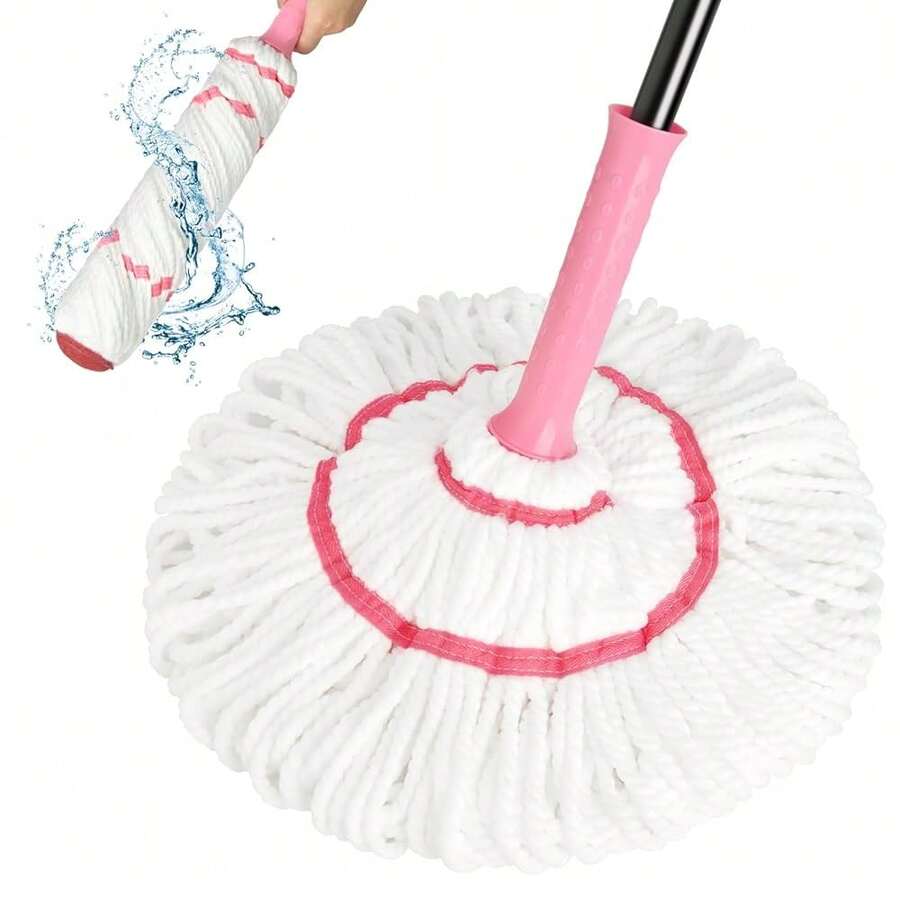 -Wringing Twist Mop For Floor Cleaning, 57" Long Handle Heavy Duty Microfiber Mop For Wet Mopping On Tile, Hardwood, Kitchen, Bathroom, Patio, Garage, Commercial Household Clean (Pink) - Cây lau nhà - Xem 1