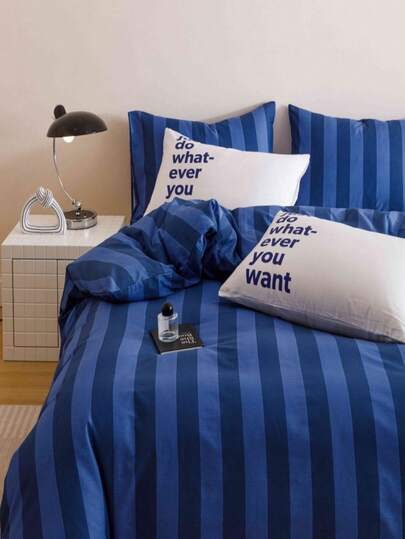 3pcs Queen Size Orange Striped Duvet Cover Set - Ultra Soft Duvet Cover Series - Lightweight, Breathable Bedding (Queen, Orange)