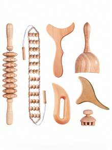 6-In-1 Wooden Massage Tool Set, Shaping Massage Kit, Wooden Therapy Tools For Relieving Muscle Pain, Shaping, Contouring And Reducing Cellulite - Multicolor - View 6