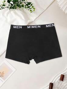 2条装男士黑色简约时尚日常三角裤，性感蝴蝶结印花弹力腰带内裤 - 黑色 - 查看 3