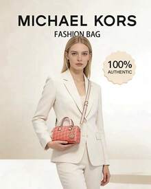 Michael Kors Bolso de mano clásico pequeño MK Grayson con cremallera superior, incluye correa de hombro ajustable - Rojo coral - Ver 4