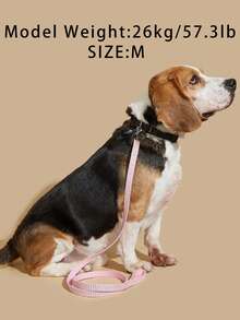 1pc Polyester Material Pink Woven Pet Leash, Suitable For Medium And Small Cats And Dogs Outdoor Use (Not Suitable For Large Active Dogs) - Pink - View 4