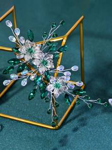 1件优雅绿色水晶水钻发梳，新娘头饰，适合婚礼、派对、复活节等场合 - 綠色 - 查看 7