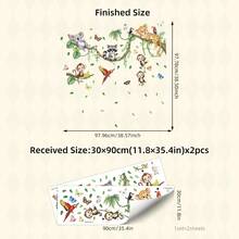 BRUP 1/2 Sheets Sleeping Leopard On Branch Wall Sticker, Jungle Leopard With Black Spots And Green Leaves, Nursery Decal For Baby's Room Above Play Table Or Crib, Removable Peel And Stick, Safari Adventure Theme Art - Multicolor - View 13