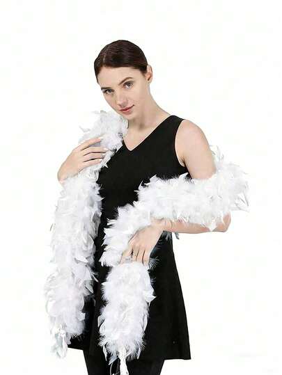 1pc Feathers Boa, Diy Party Dress Up Costume Accessories, Colorful Feather Boas, Scarf Decoration, Suitable For Birthday Party, Halloween, Christmas, Horse Racing, Tea Party, New Year's Eve, Concert And Home Decor, Dance Wedding, Stage Performance, Carnival Costume And Accessories, Party Supplies