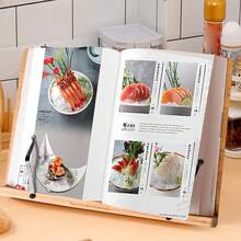 Foldable Wood Book Holder Easily Adjustable Rest Cookbook Reading Stand - Multicolor - View 4