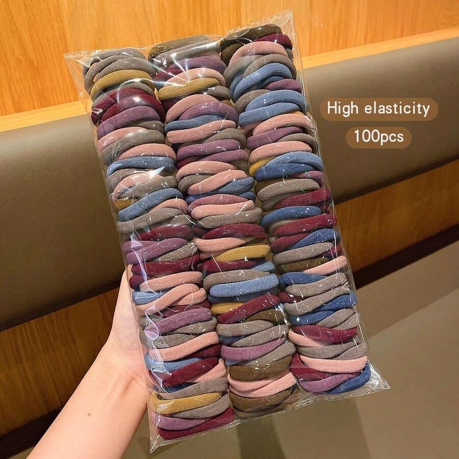 50/100pcs Colorful Hair Ties Korean Style Colorful Comfort Hair Accessori - 多色 50 件裝 - 查看 1