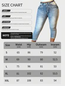 Women Fashion Vintage Washed Denim Pants Small Legs Button-Up Zipper Open Slim-Fit Stretchy Jeans - Rửa tối - Xem 8