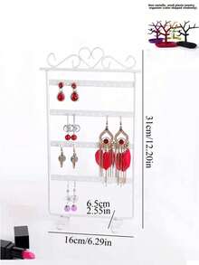 1pc Heart Detail Foldable Earring Display Rack, Gift For Valentine's Day Back To School - White - View 6