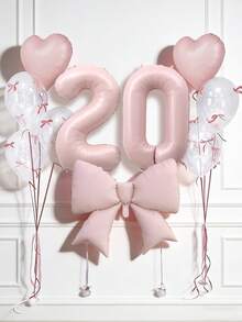 Set Dekorasi Ulang Tahun, Balon Foil Pita Satin Merah/Merah Muda/Krem Ukuran Besar, Balon Angka Ulang Tahun 0-9 Merah Ukuran 40 Inci, Balon Hati Merah Ukuran 18 Inci, Balon Lateks Transparan (Dengan Pita Balon), Cocok Untuk Pesta Ulang Tahun, Perayaan, dan Acara Lainnya - Set Balon Hati Angka Pita Merah Muda - View 17