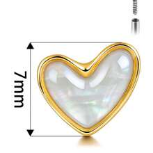 1PC ASTM F136 Titanium White Shell Heart Flat Back Labret Piercing Studs Monroe Lip Nose Helix Cartilage Tragus Lobe Stud Threadless Piercing Body Jewelry 16G/18G - Heart-shaped - View 3