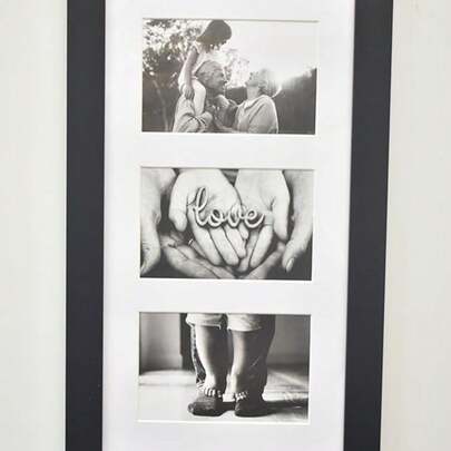 Biznest 3 Multi-Aperture Frame Photos Multi Picture Wall Frame Family Rules Collage Frame Photo Frame 26x43cm (Black)