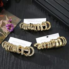 36颗水滴扭齿轮CCB不对称耳环，适合女性日常佩戴 - 金色 - 查看 3