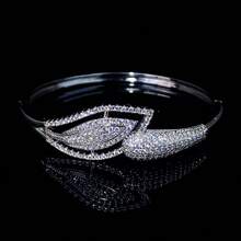 1pc Glamorous Cubic Zirconia Decor Bangle For Women For Party - Yellow Gold - View 6