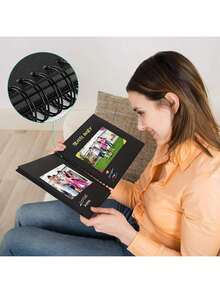1 قطعة دفتر قصاصات DIY 80 صفحة (40 ورقة) متعدد الألوان من جلد طبيعي، 12*8 بوصة، دفتر قصاصات، دفتر قصاصات DIY، دفتر ضيوف الزفاف، الذكرى السنوية، هدية عيد الحب - 1 كتاب + 4 ملصقات زاوية - مشاهدة 7