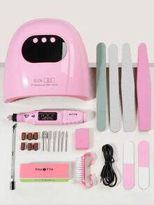 14件套美甲护理套装：UV/LED美甲灯（USB供电）、抛光贴、美甲打磨机、砂纸条、美甲刷、双头角质层推棒、抛光块、美甲工具套装，适合初学者和家庭美甲沙龙使用。 - 彩色 - 查看 12