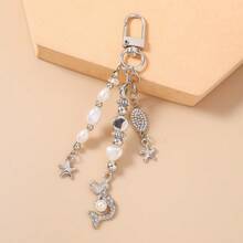 1个女士可爱水晶天鹅美人鱼心形珍珠贝壳海星钥匙扣包挂饰 - 彩色 - 查看 4