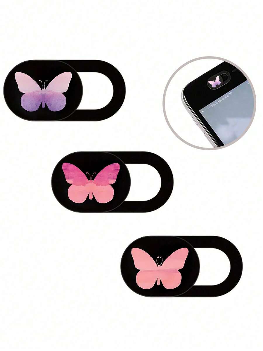 Shockproof Webcam Cover Set Of 3 Butterfly Webcam Covers Ideal For Laptops Desktops Computers And Smartphones Ensuring Your Privacy And Security With A Strong Adhesive Spring Gift - Multicolor - View 1