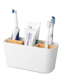 Toothbrush Holders For Bathrooms, Bamboo Tooth Brush Holder With 5 Slots Bathroom Vanity Organizer Countertop For Electric Toothbrushes, Toothpaste, Razors - Multicolor - View 8