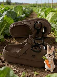 1 đôi dép xăng đan đế bằng chống trượt EVA hai mặt họa tiết hoạt hình, thoáng khí, thích hợp cho mùa xuân/hè và tuổi teen. - Cà phê nâu - Xem 2