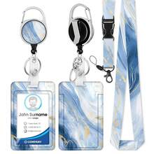3 Pcs Marble Style ID Badge Clips With Detachable Lanyards, Elegant ID Badge Holder Lanyards (With Retractable Badge Reel And Card Clip), Cute Nurse/Teacher Name Badge Clips - Multiple Styles - View 9