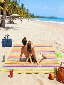 （今日特惠）1件装野餐毯 | 沙滩垫 | 野餐垫 | 野餐包，采用600D牛津布制成，多功能露营垫/家用花园游戏垫，防尘防潮，四季皆宜，是室内、户外露营、花园、沙滩、郊游、草坪、万圣节、圣诞节、复活节派对的理想之选（两种不同图案，随机发货！PS：展开效果相同） - 彩色 - 查看 6