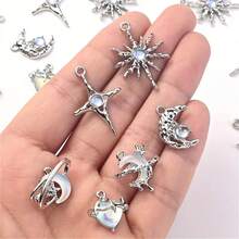 9pcs/Set Random Rhinestone Star, Moon, Heart Shaped Pendant, Y2K Style DIY Necklace, Bracelet Jewelry Accessories - Blue - View 5