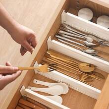 1 pieza Divisor de cajón expandible, Tabla de partición organizadora de cocina - Blanco - Ver 3