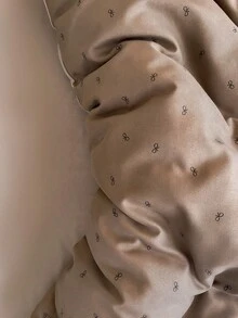 2/3件套花卉、蝴蝶结、条纹和格子图案被套套装，包含1个被套和1/2个枕套，面料柔软透气，可机洗，适用于双人床、大号床和特大号床，可机洗 - 鏽棕色 - 查看 8